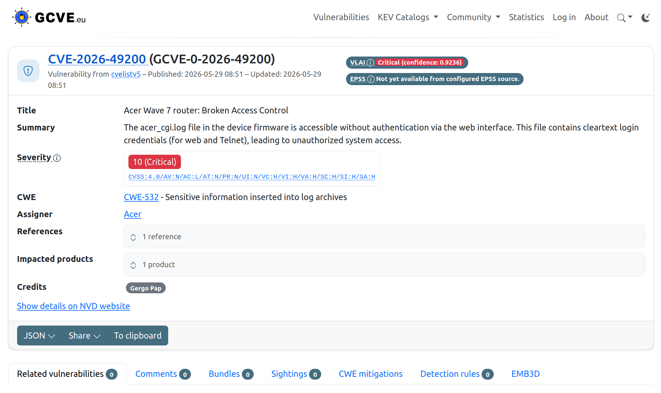 Screenshot of db.gcve.eu
